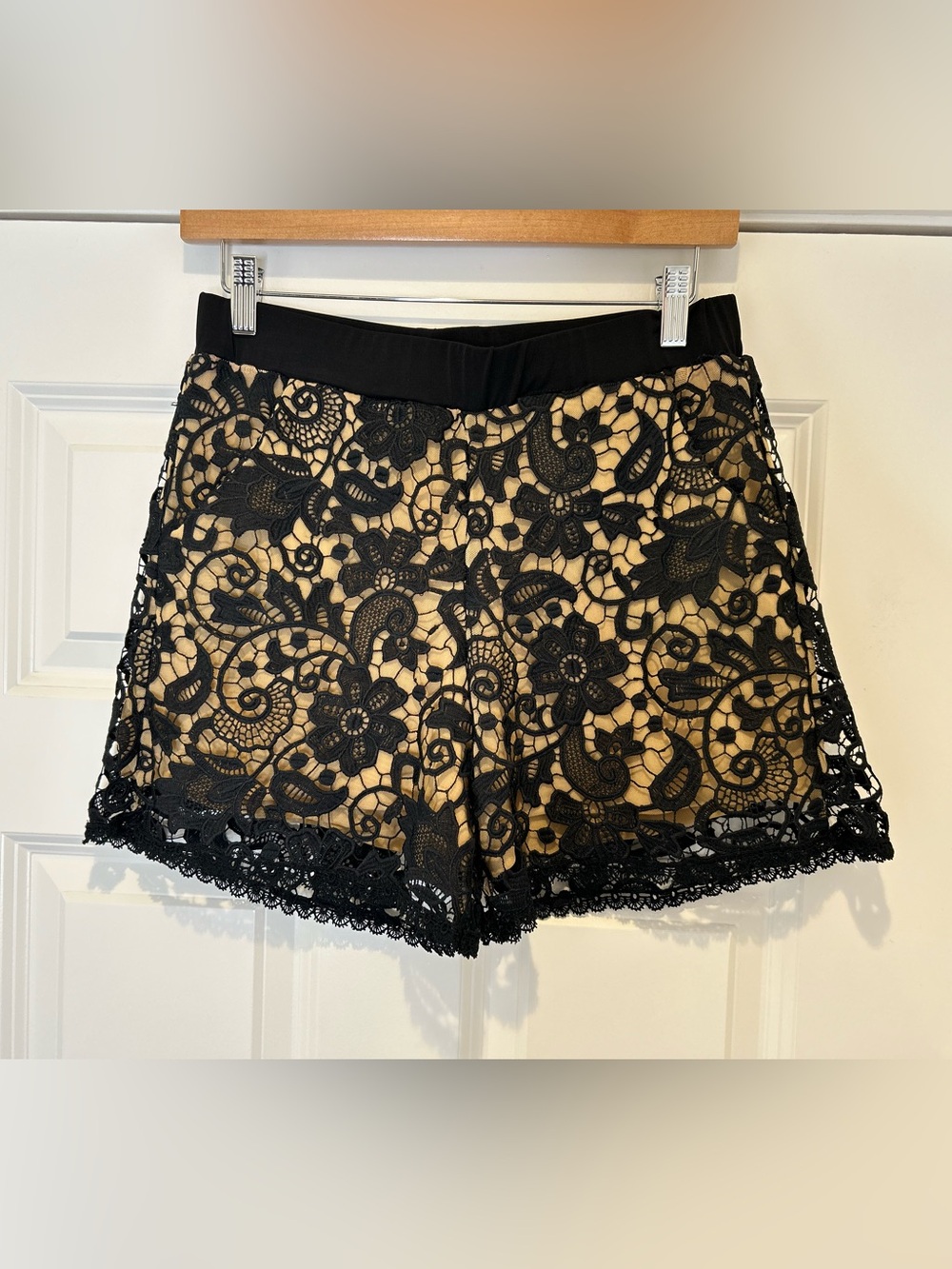 Julian Chang Lace Overlay Black Short Women's M